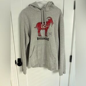 Tom Brady #12 GOAT Tampa Bay Buccaneers Gray Hoodie Fanatics Large